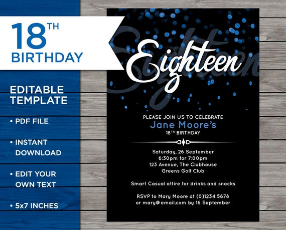 18th Birthday Invitation 18th Birthday Invitation Template