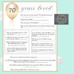 70th Birthday Trivia Game Instant Download Everything To Do With