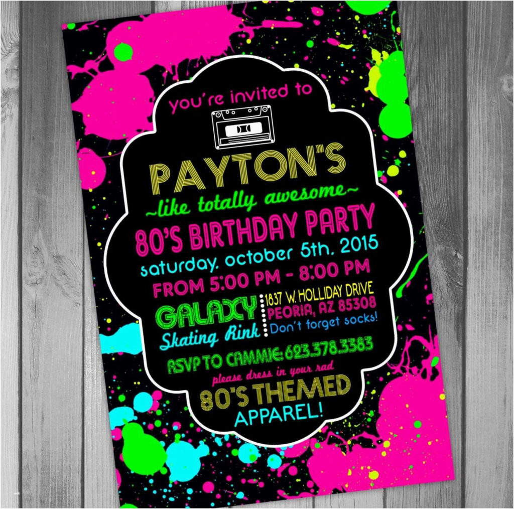 80S Party Invitations Template Free 80s Birthday Parties Party 
