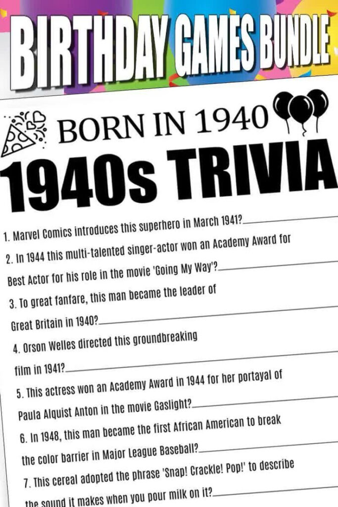 80th Birthday Party Games 80th Trivia Games 80th Birthday Etsy Video 