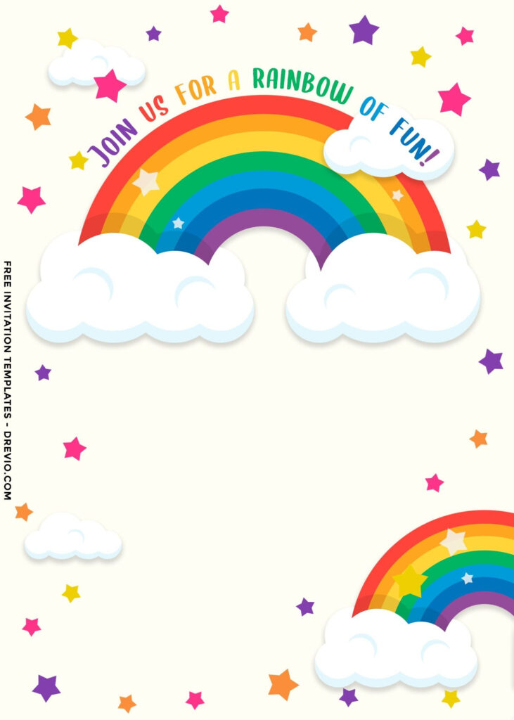 9 Colorful Rainbow Invitation Card Templates For Your Delightful 