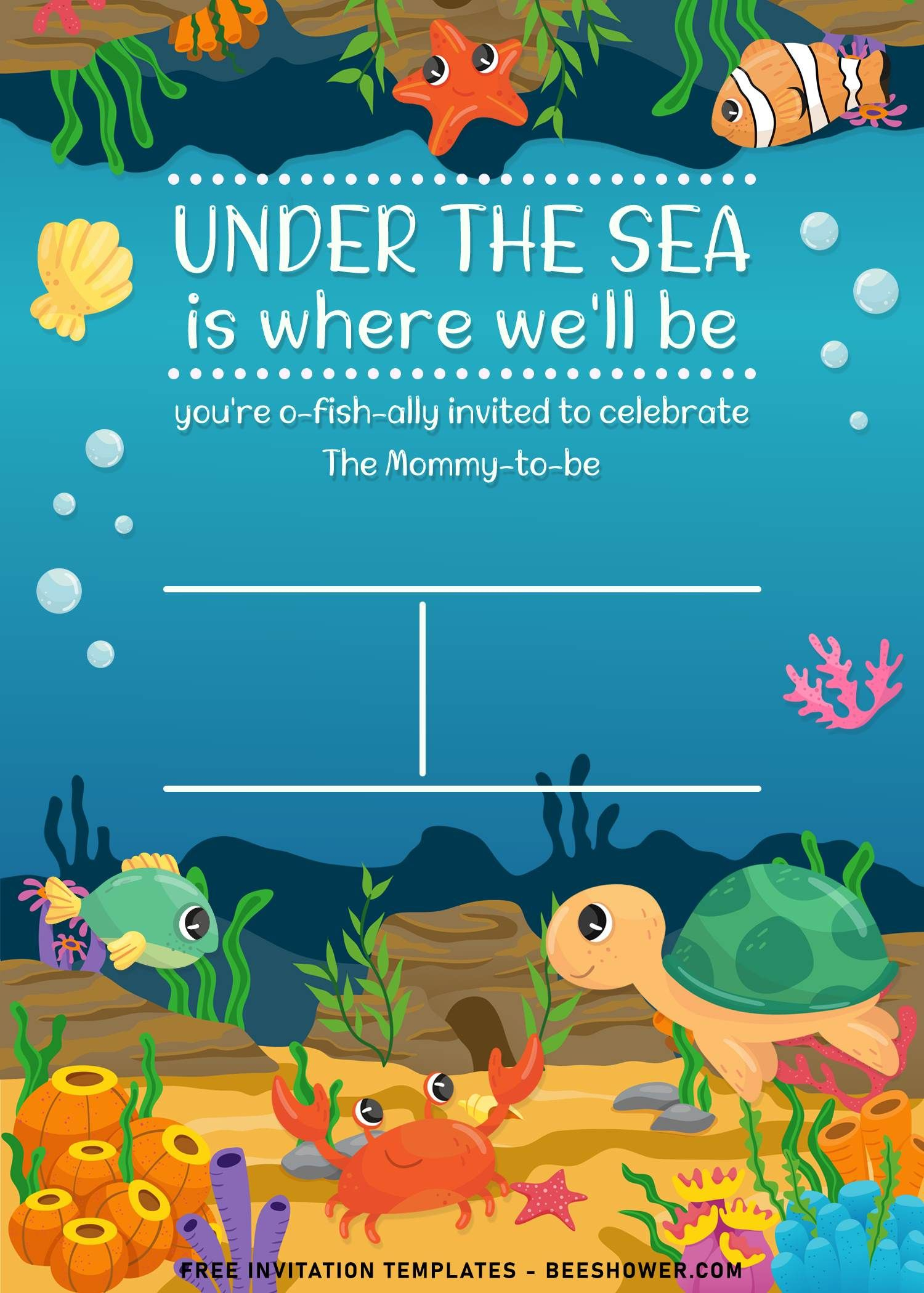 9 Under The Sea Themed Birthday Invitation Templates In 2021