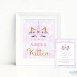 Adopt A Kitten Sign And Certificate Caticorn Printable Cat Etsy In