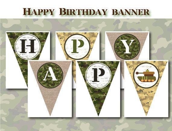 Army Theme Printable Birthday Party Banner Digital Printable File 