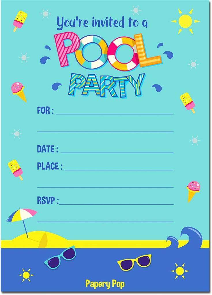 Awesome Pool Party Invitation Template Free With Images Birthday 