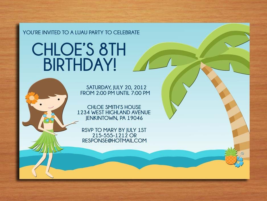 Beach Luau Birthday Party Invitation Wording FREE Printable Birthday 