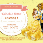 Beauty And The Beast Birthday Invitation Templates Editable With MS