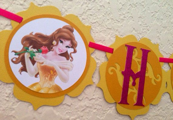 Belle Birthday Banner Princess Belle Banner Beauty And The Beast 