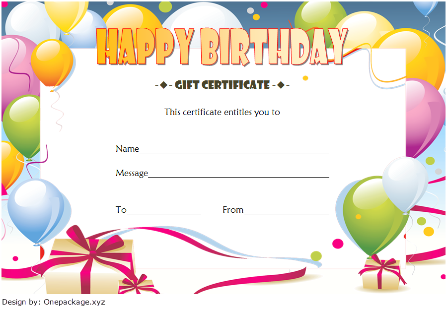 Birthday Gift Certificate Template Free Printable 5 In 2020 Gift 