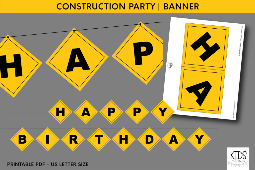 Construction Party Printable HAPPY BIRTHDAY Banner 482985 