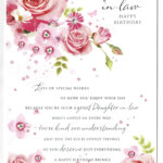 Daughter In Law Birthday Card With Rose And Sentiment Verse Design