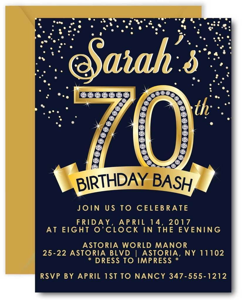 Diamond 70th Birthday Invitation 70th Birthday Invitations 70th 