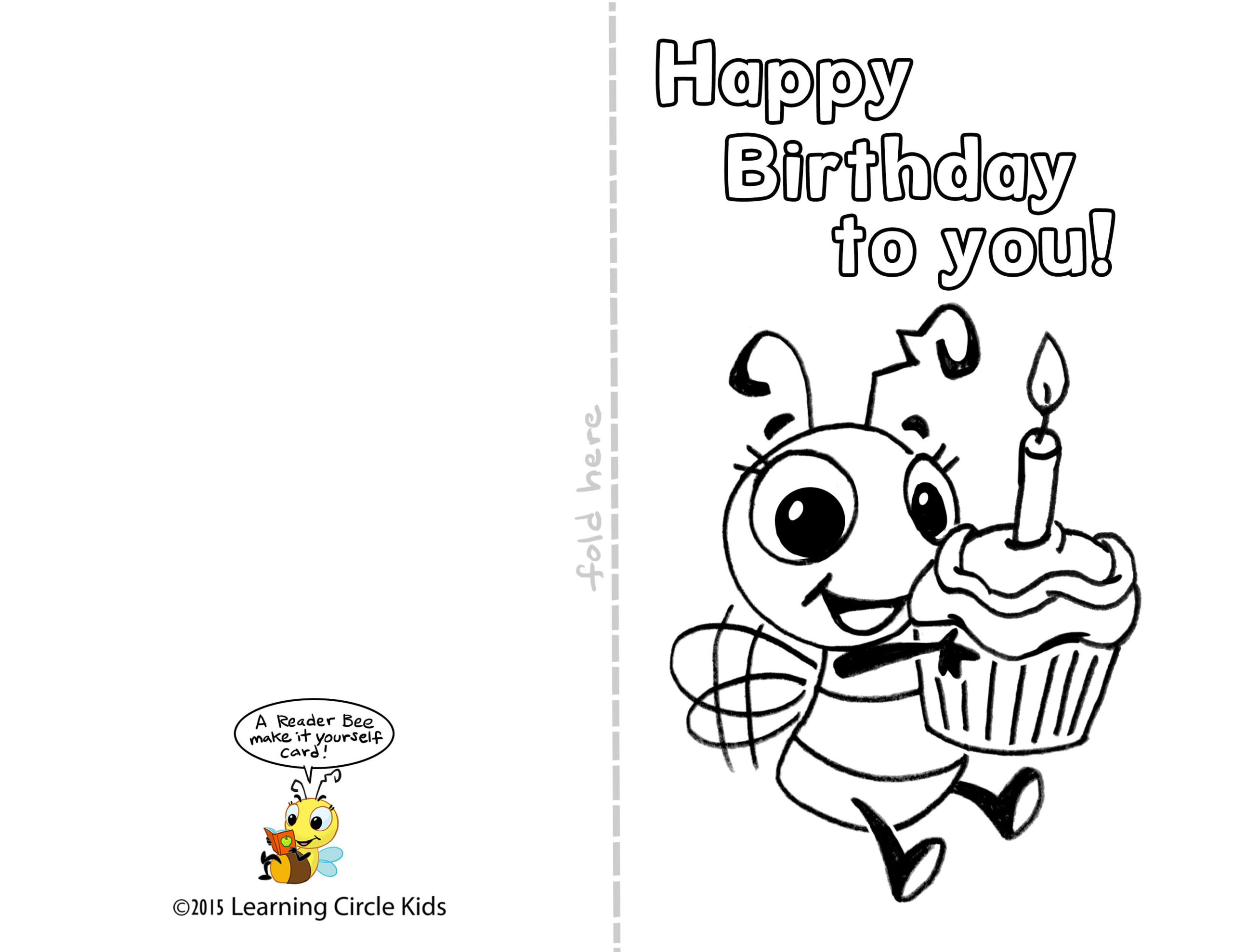 DIY Free Printable Birthday Card For Kids To Decorate And Write Their