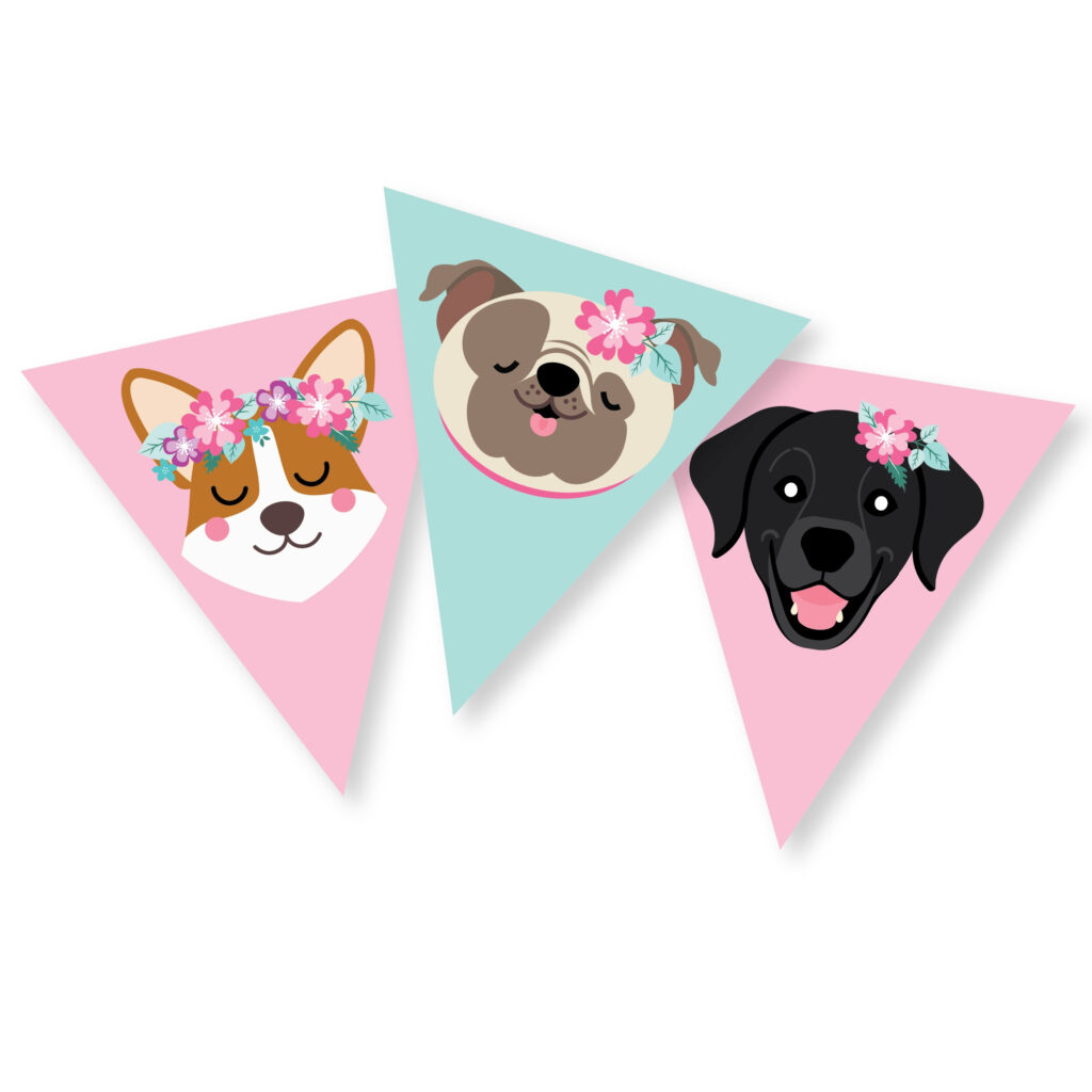 Dog Happy Birthday Bunting banner Dog Faces Bunting Dog Puppy Party 