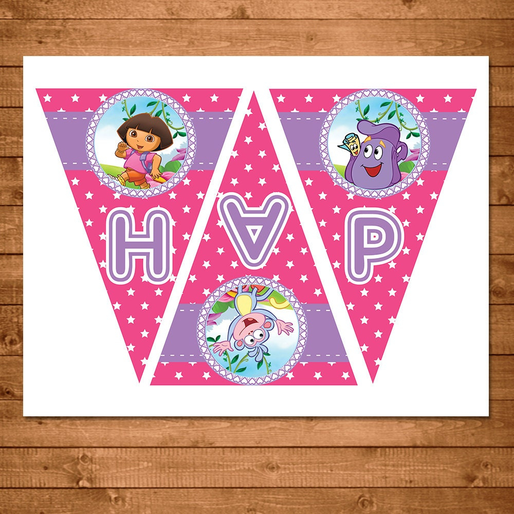 Dora The Explorer Printable Banner Pink Dora Birthday Party