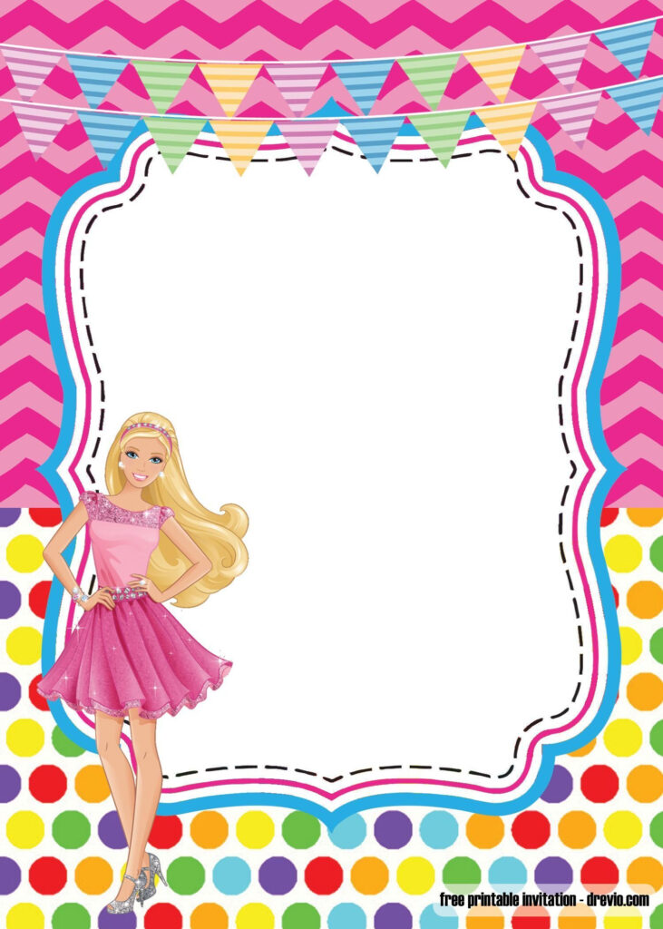 Editable Barbie Invitation Template Blank Invitaciones De Barbie 
