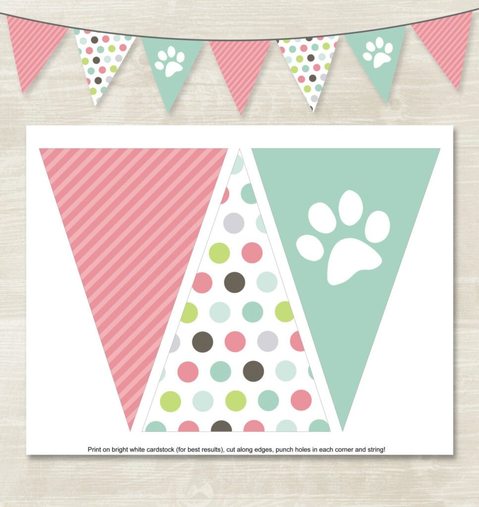 Flag Banner Instant Download Puppy Birthday Banner