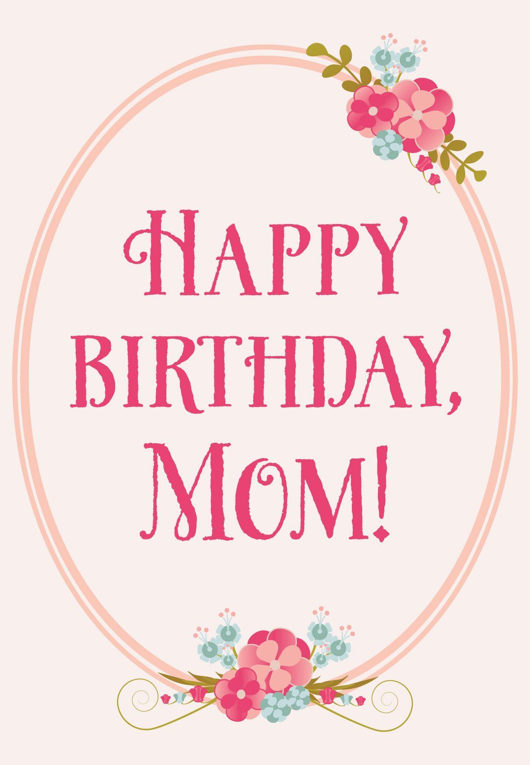 Floral Birthday For Mom Free Printable Birthday Card Greetings