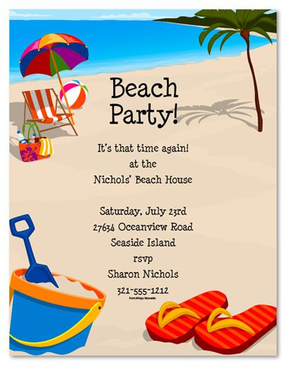 Free Birthday Invitation Templates Beach Theme Beach Party 