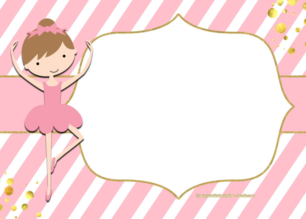 FREE Golden Ballerina Birthday Invitation Templates Ballerina 