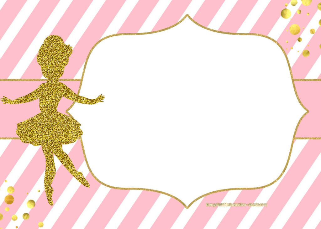 FREE Golden Ballerina Birthday Invitation Templates FREE PRINTABLE 