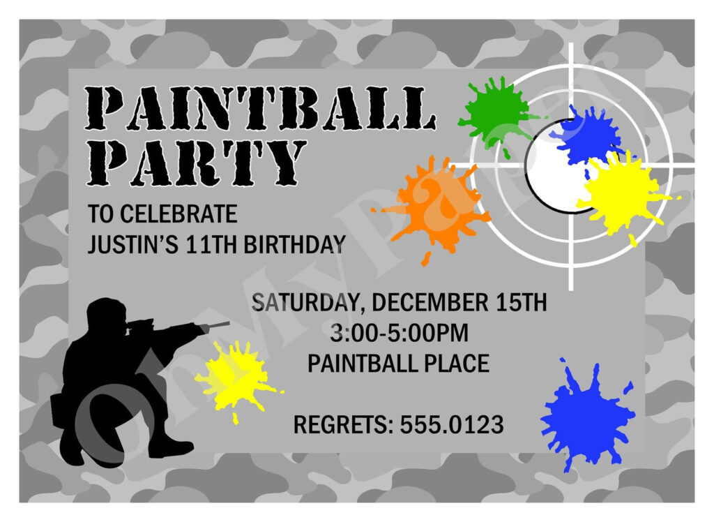 Free Paintball Party Invitation Template Paintball Party Party 