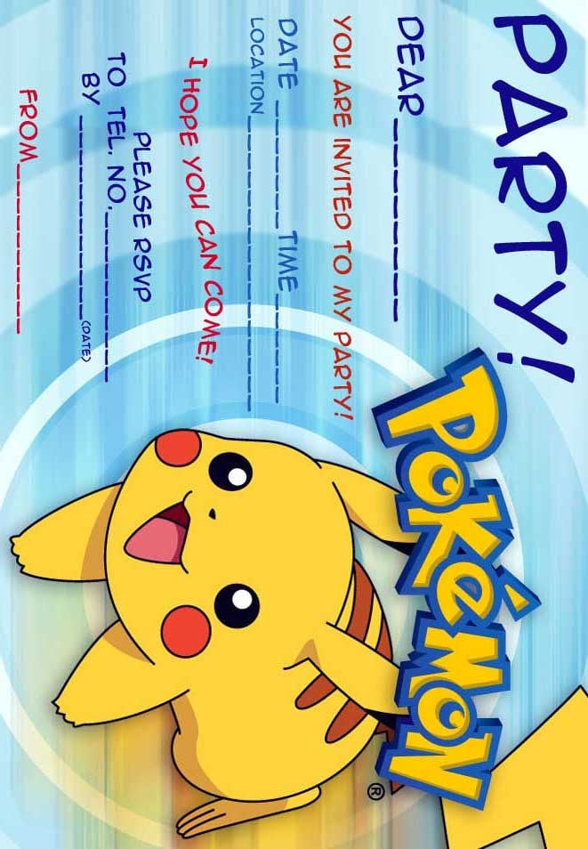 Free Pokemon Invitation Template