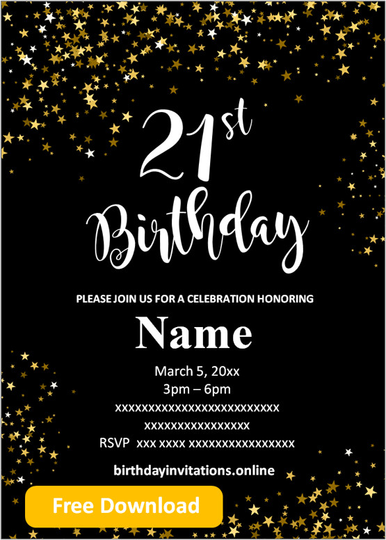 FREE Printable 21st Birthday Invitations Templates Party Invitation 