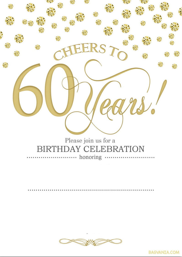 FREE Printable 60th Birthday Invitation Templates GOLDEN Collections 