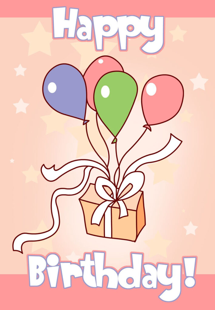Free Printable Balloons And Cake Greeting Card Happy Birthday Cards 