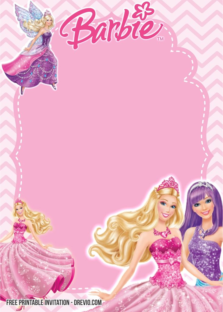 FREE Printable Barbie Birthday Invitation Templates DREVIO