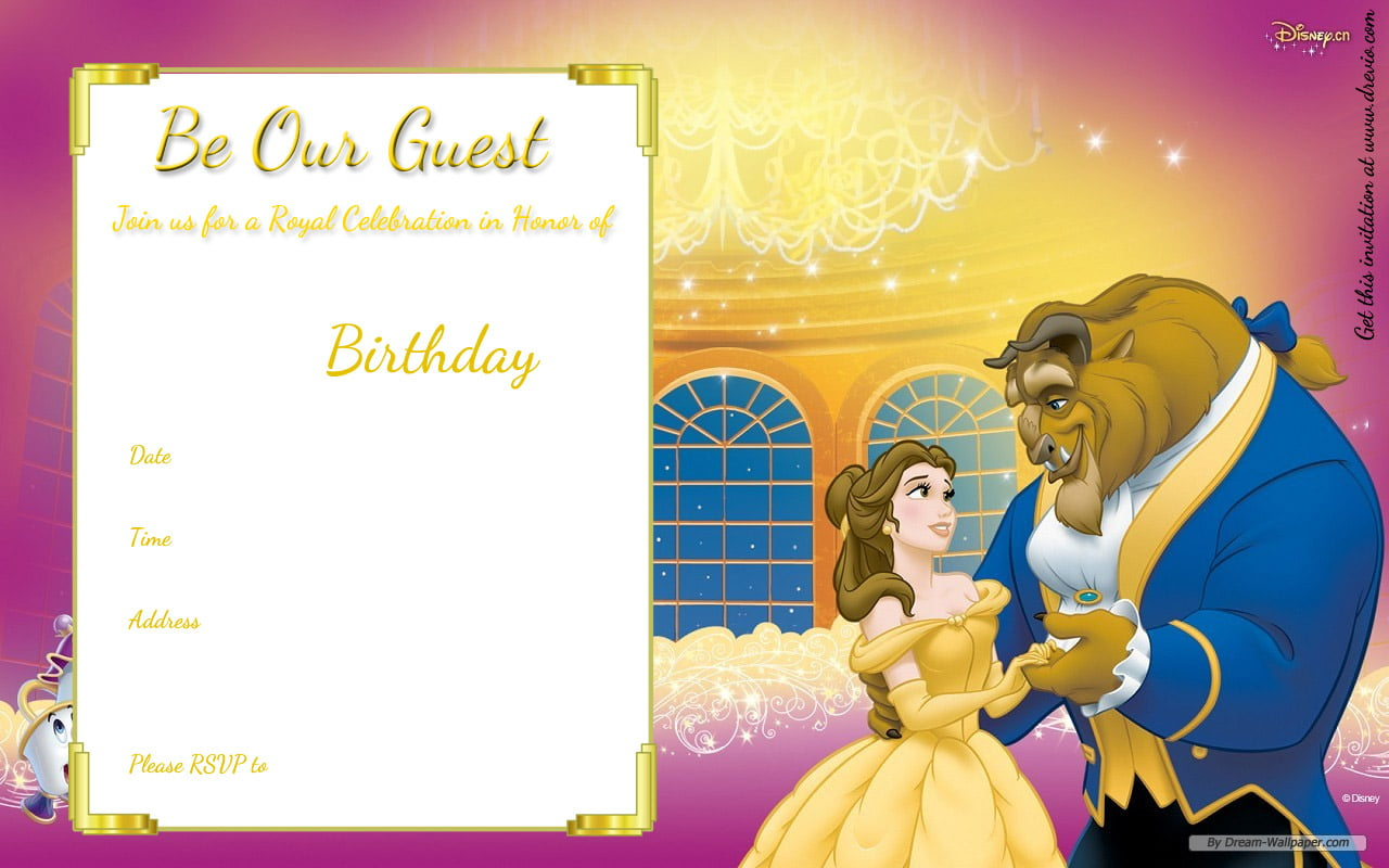 Free Printable Beauty And The Beast Royal Invitation Template DREVIO