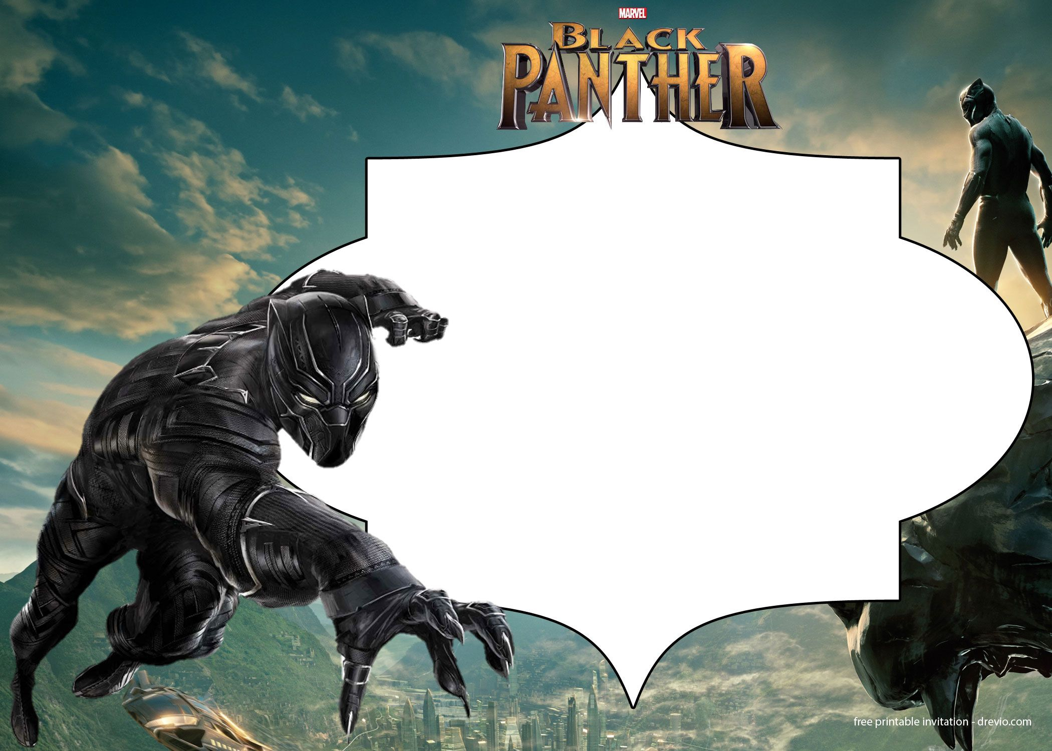 FREE Printable Black Panther Invitation Templates Superhero