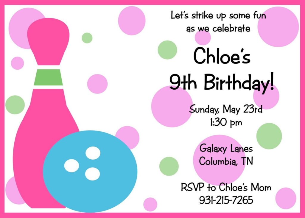 Free Printable Bowling Birthday Invitations For Kids Bowling Party 