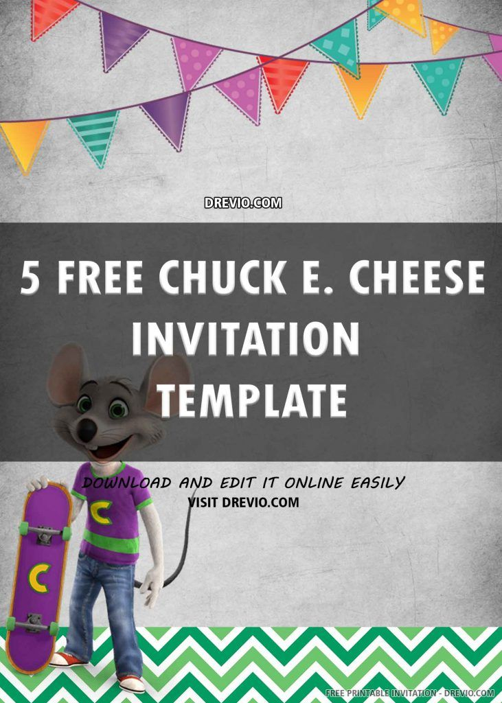  FREE PRINTABLE Chuck E Cheese Birthday Invitation Template Free 