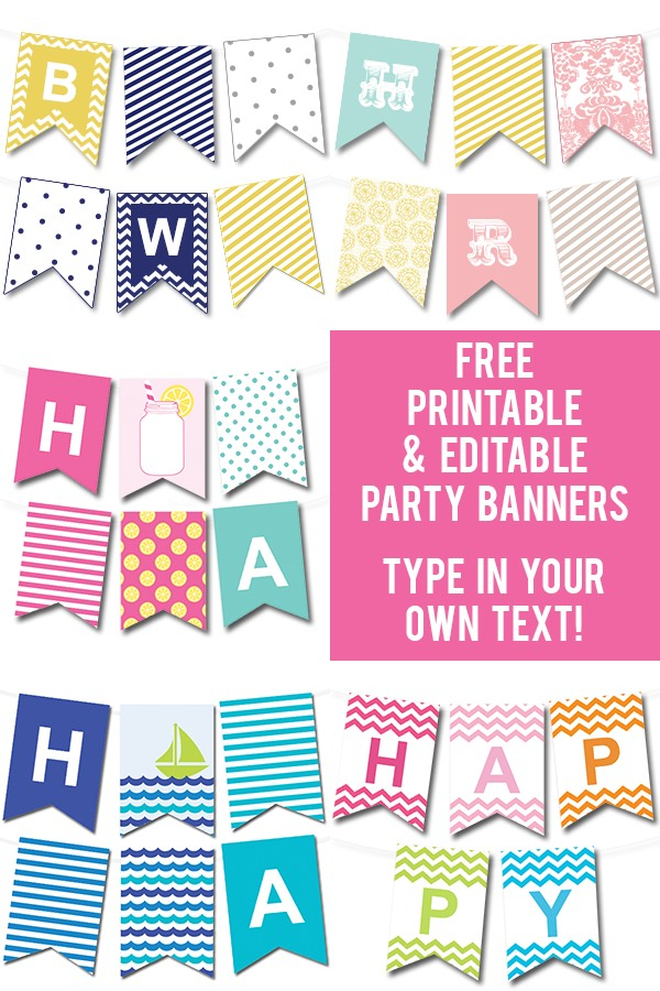 FREE Printable Editable Party Banners Tip Junkie