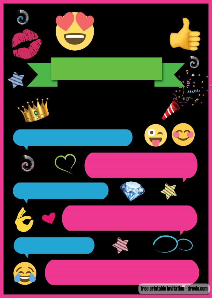 FREE Printable Emoji Chat Invitation Template DREVIO