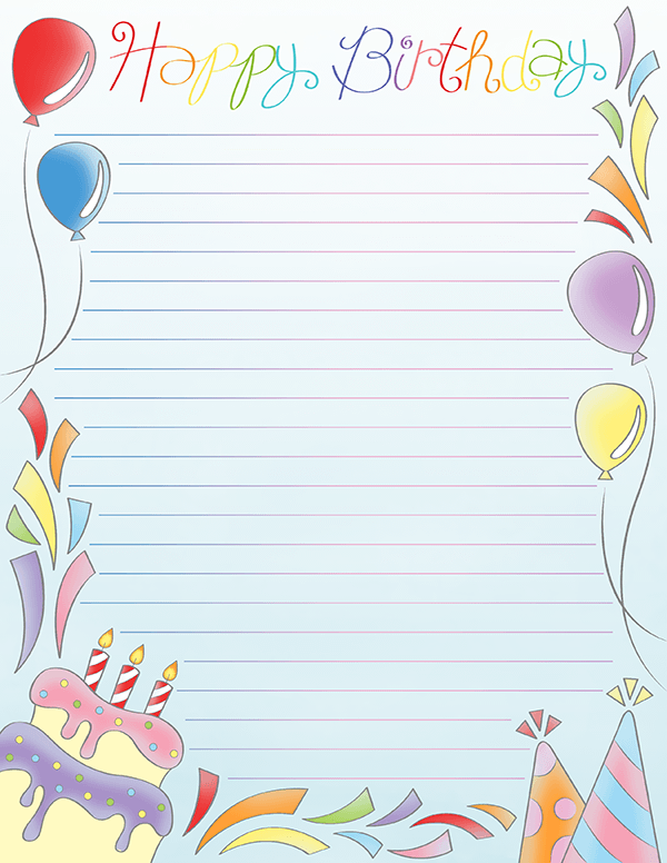 Free Printable Happy Birthday Stationery In JPG And PDF Formats The
