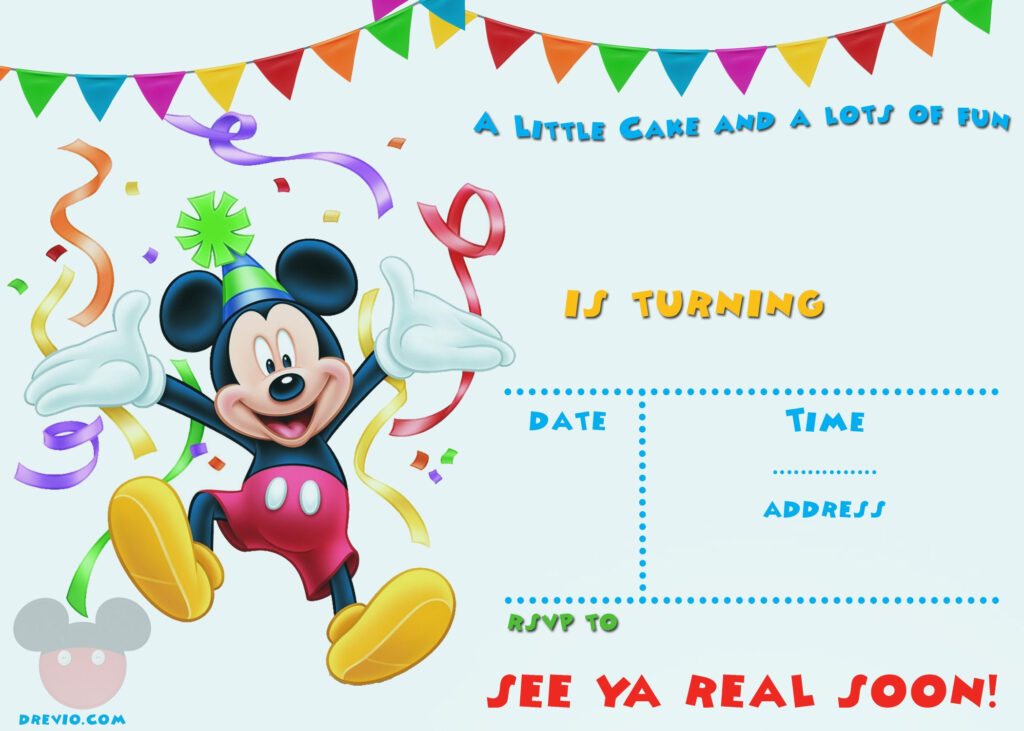 FREE Printable Mickey Mouse Party Invitation Template Mickey Mouse 