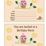 Free Printable Owl Birthday Party Invitations Cool Ow Birthday