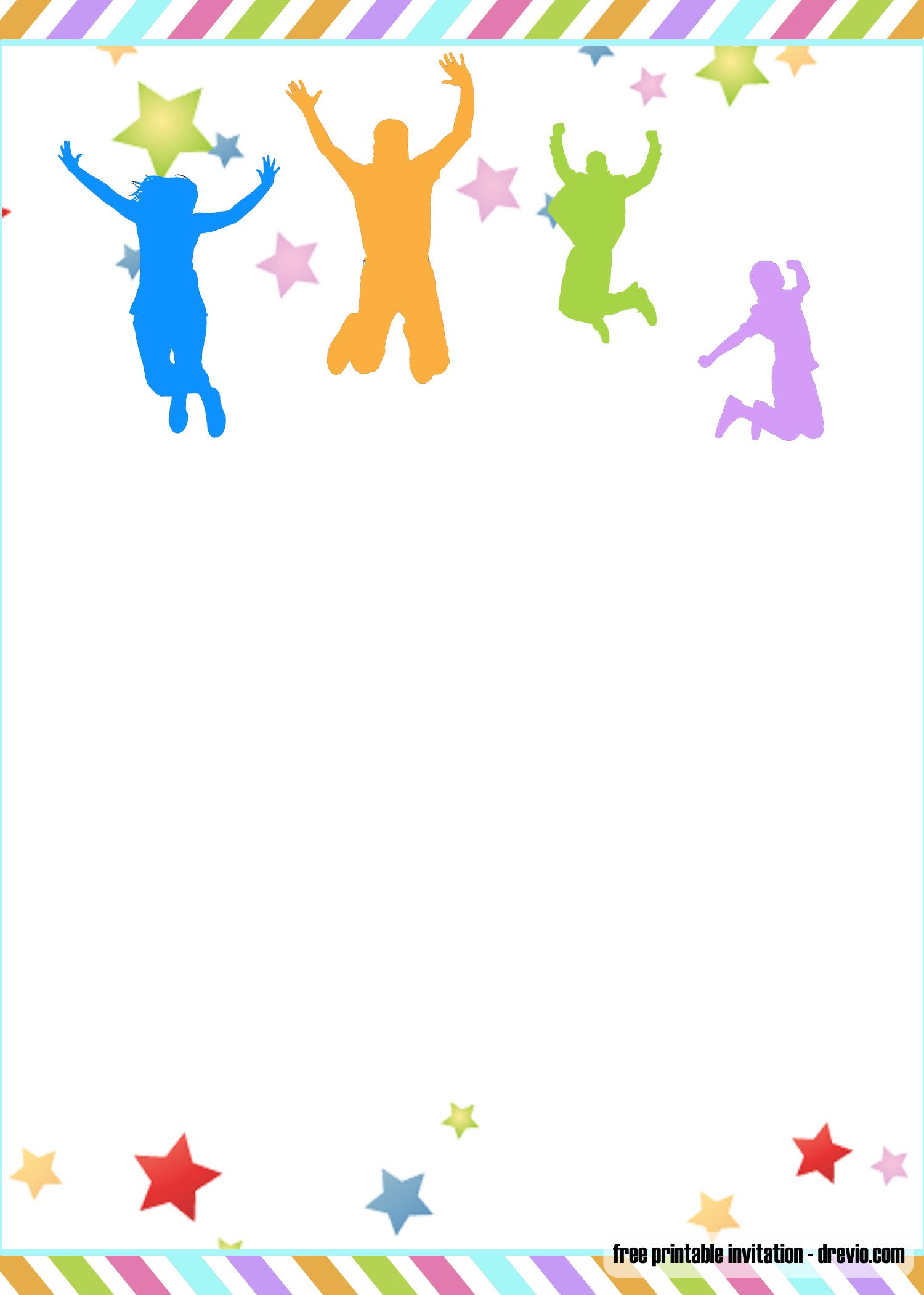 FREE Printable Trampoline Jump Birthday Invitation Templates