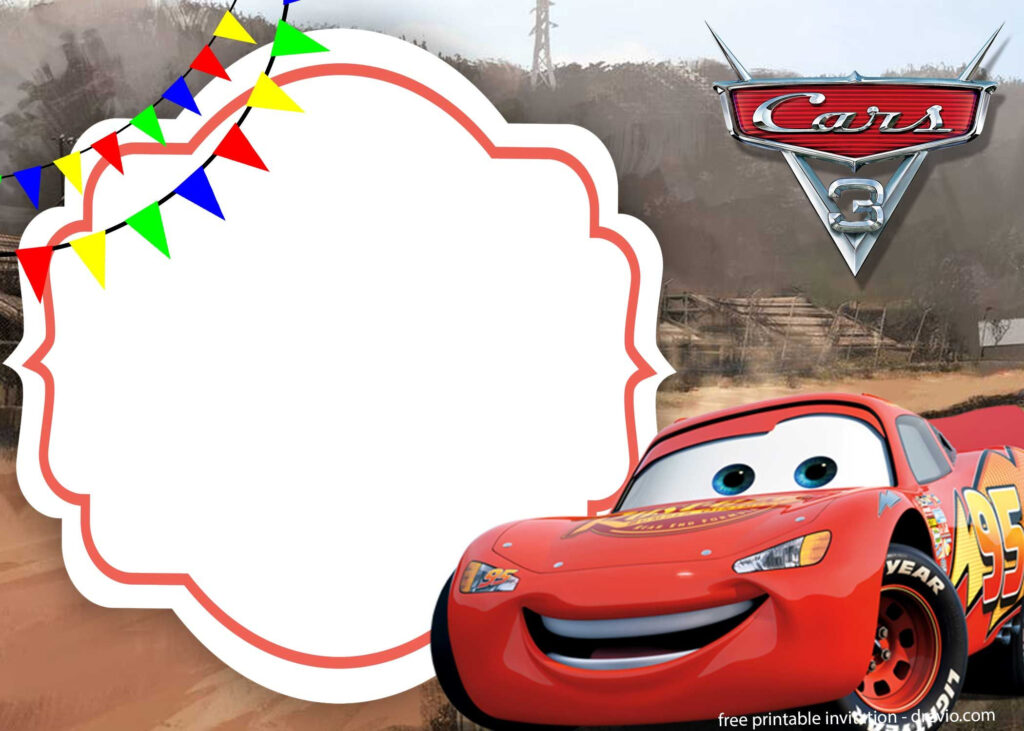 FREE The Cars 3 With Photo Invitation Template Cars Birthday 