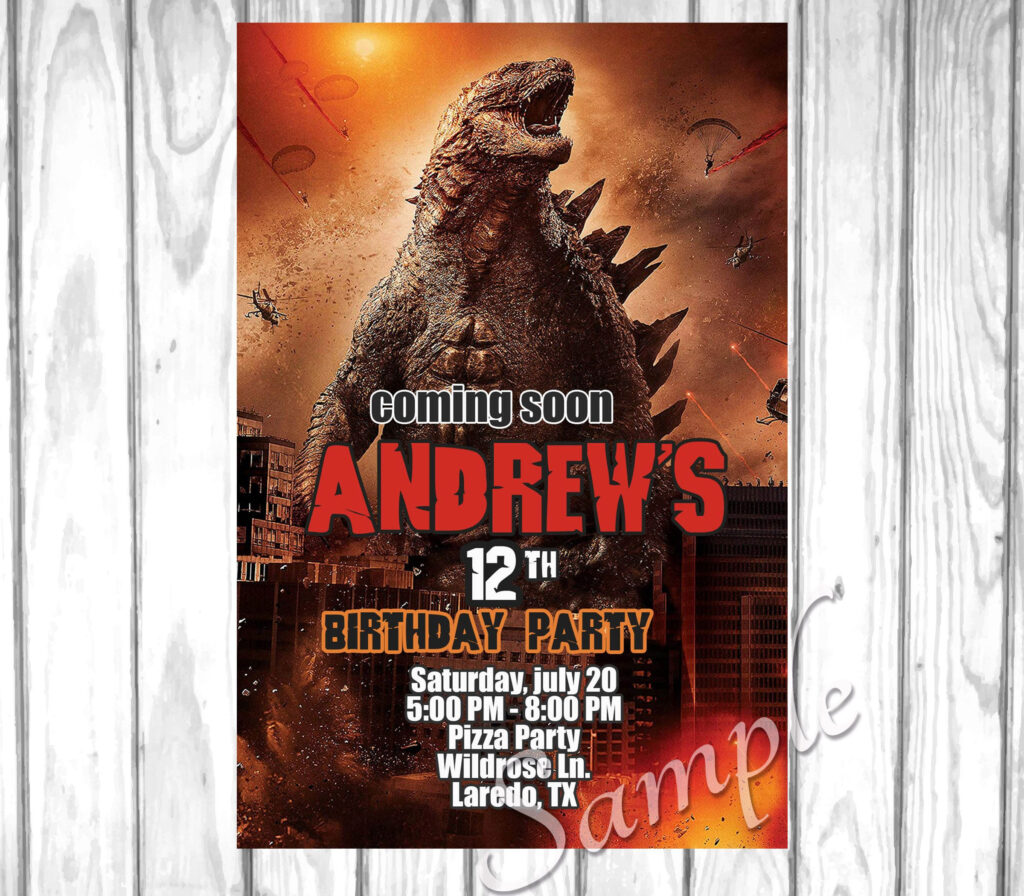 Godzilla Invite Godzilla Birthday Invitation Printable Printable 