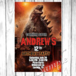 Godzilla Invite Godzilla Birthday Invitation Printable Printable