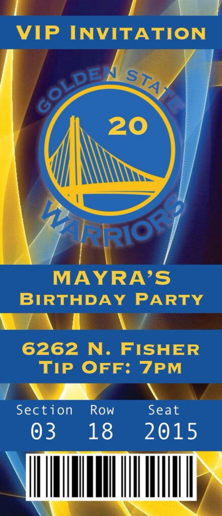 Golden State Warriors Birthday Invitation Ticket Basketball 