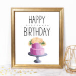 Happy Birthday Cake 8x10 Printable Instant Download Birthday