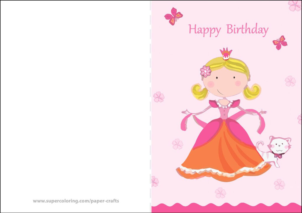 Happy Birthday Card With Princess Free Printable Papercraft Templates