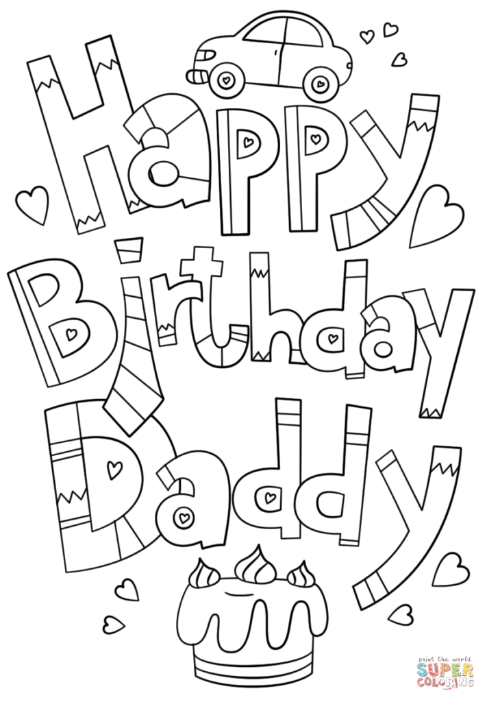 Happy Birthday Daddy Doodle Coloring Page Free Printable Coloring Pages