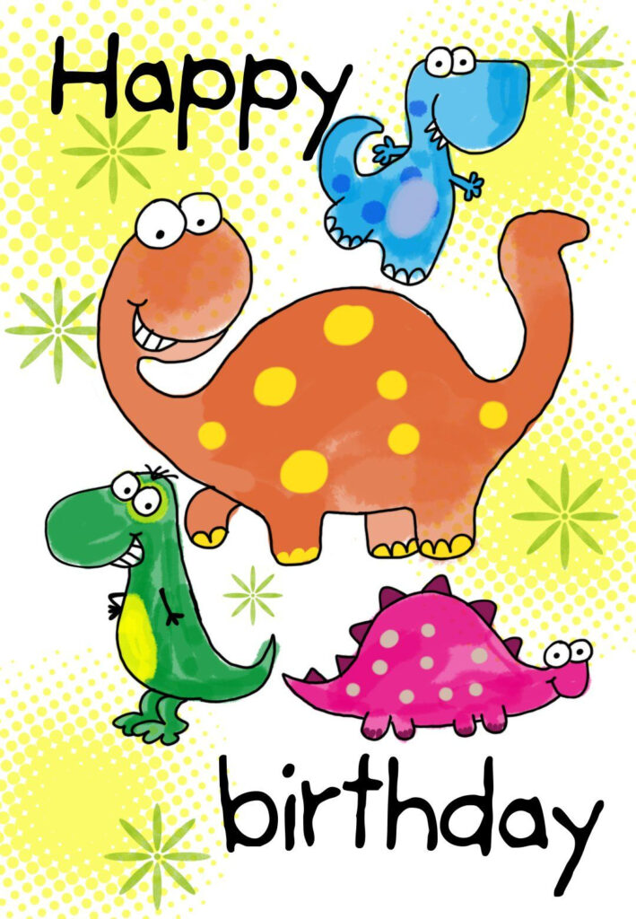 Happy Birthday Dinosaurs Free Printable Birthday Card Greetings 