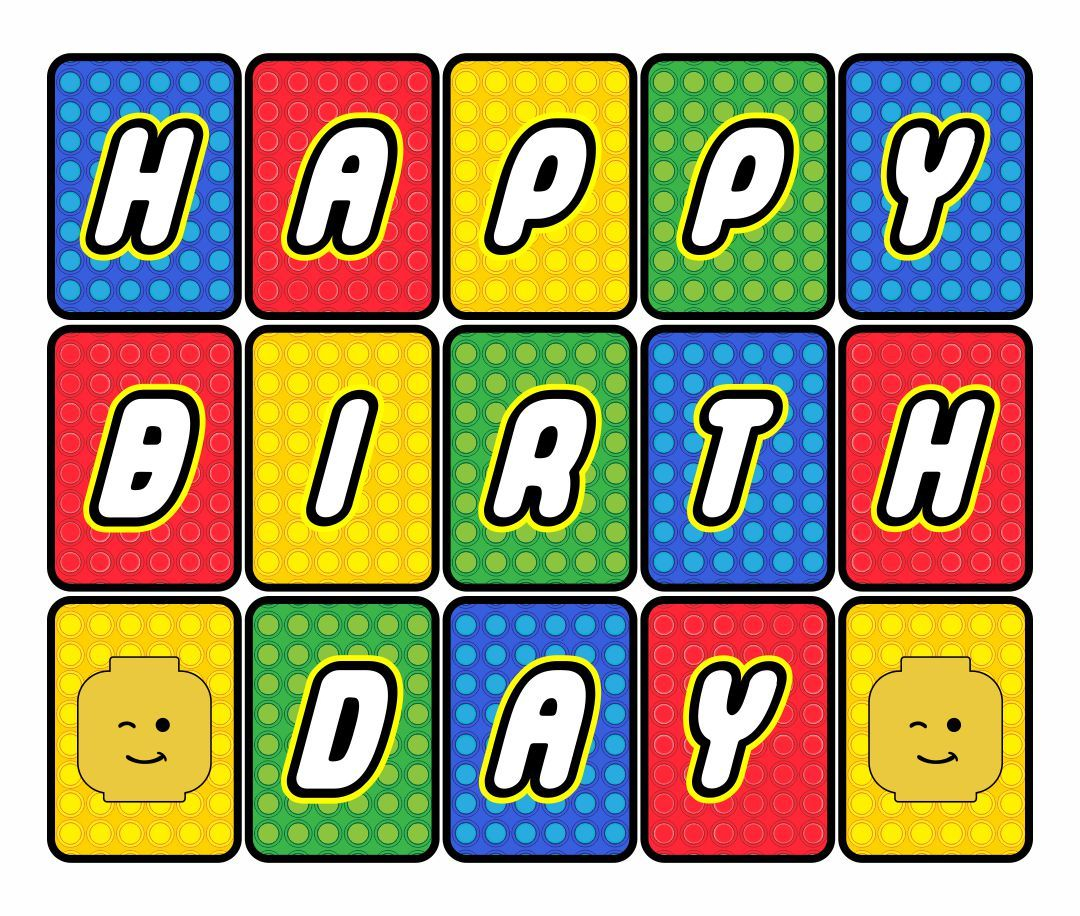 Happy Birthday LEGO Banner Printable Lego Banner Happy Birthday 